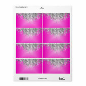 Étiquette Hot pink and faux glitter (Feuille entière)