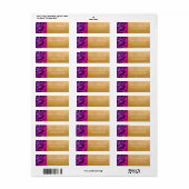 Étiquette Hot pink tropical palm leaf script gold address (Feuille entière)