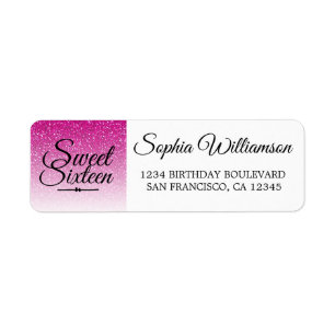 Étiquette Hot rose Parties scintillant Sweet 16 Anniversaire