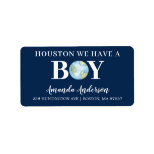 Étiquette Houston Nous Avons Une Adresse De Baby shower Garç