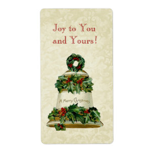 Étiquette Houx vintage Bell CH005 de Noël