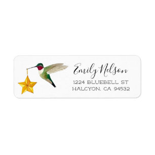 Étiquette Hummingbird Happy Holidays Label