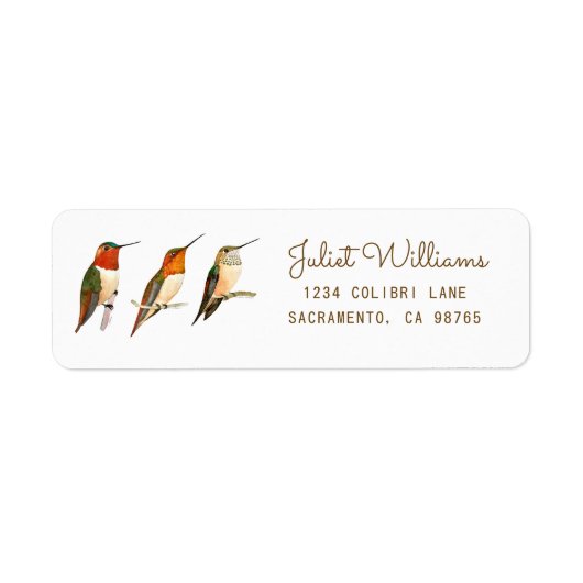 Étiquette Hummingbird Return Address Label (Devant)