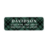 Étiquette Hunter Green Tartan Plaid Holiday Adresse de retou (Devant)