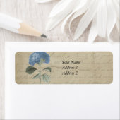 Étiquette Hydrangea bleu vintage avec Calligraphie antique (En situation)