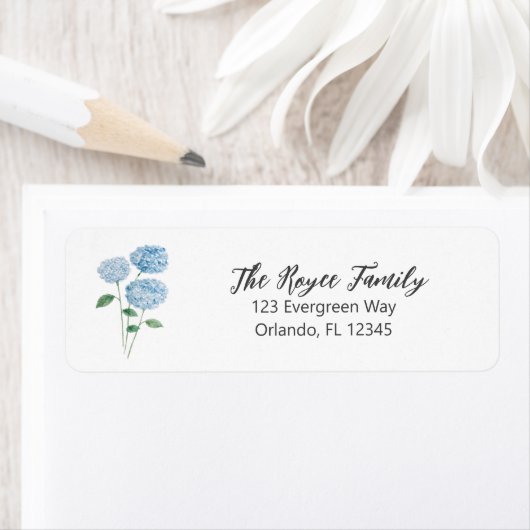 Étiquette Hydrangea Flower Painting Return Address Label (En situation)