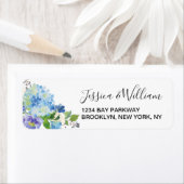 Étiquette Hydrangeas Bleus Floral Élégant Chic (En situation)