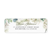 Étiquette Hydrangée blanche et verdure Moderne (Devant)