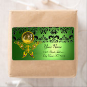 Étiquette HYPER BUTTERFLY MONOGRAMME vert damassé topaz (En situation)