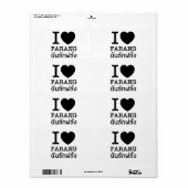 Étiquette I Black Heart (Amour) Farang (Feuille entière)