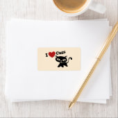 Étiquette I Love Cat (En situation)