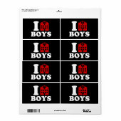 Étiquette I Love Hotel Boys (Feuille entière)