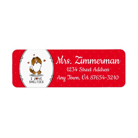 Étiquette I Love Shelts (sable 2) Shetland Sheepdogs mignonn (Devant)