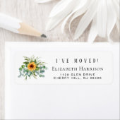Étiquette I Moved Sunflower Eucalyptus Adresse de retour (En situation)