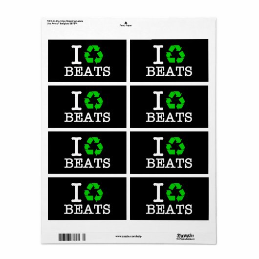 Étiquette I Recycle Les Beats (Feuille entière)