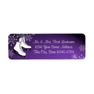 Étiquette Ice Skates and Snowflakes Purple
