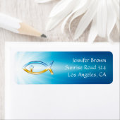 Étiquette Ichthus Crucifix | Christian Fish Symbol (En situation)