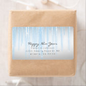 Étiquette Icicules mousseux bleu argent (En situation)