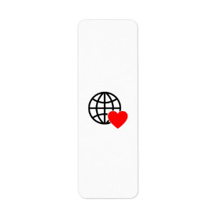 Étiquette Icône World Love Globe   Coeur Terre Design été