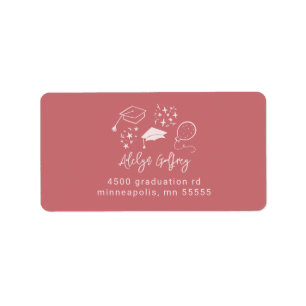Étiquette Icônes Quirky Graduation Blush Pink Adresse de ret