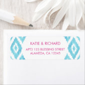 Étiquette Ikat bleu turquoise (En situation)