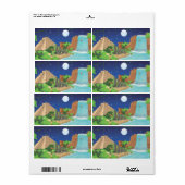 Étiquette Île tropicale (Feuille entière)