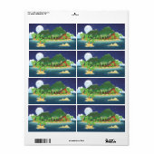 Étiquette Île tropicale (Feuille entière)
