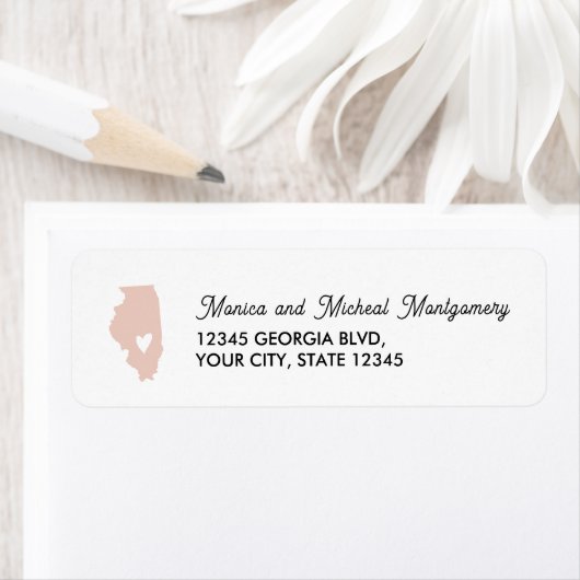 Étiquette ILLINOIS State Map with Heart - N'IMPORTE QUELLE C (En situation)