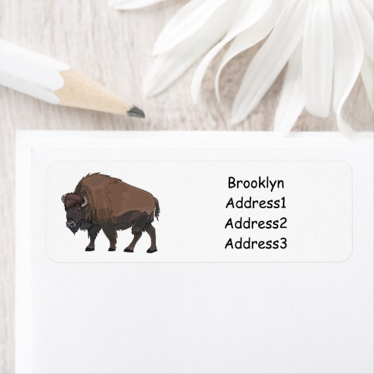 Étiquette Illustration de bison (En situation)