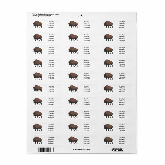 Étiquette Illustration de bison (Feuille entière)