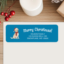 Illustration de chien bleu Joyeux Noël Adresse