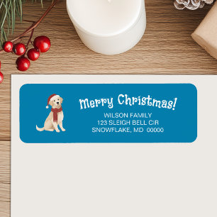 Étiquette Illustration de chien bleu Joyeux Noël Adresse