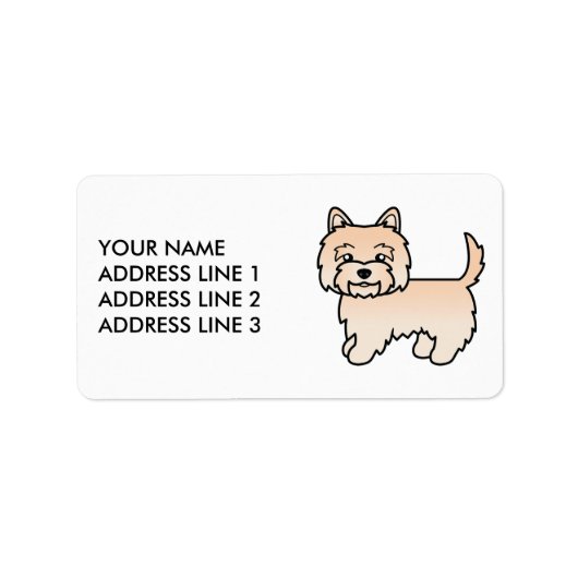 Étiquette Illustration de chien Cairn Terrier crème avec tex (Devant)