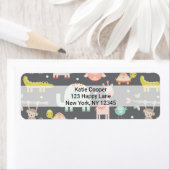 Étiquette Illustration de dessin animé d'animaux sauvages au (En situation)