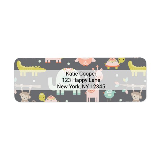 Étiquette Illustration de dessin animé d'animaux sauvages au (Devant)