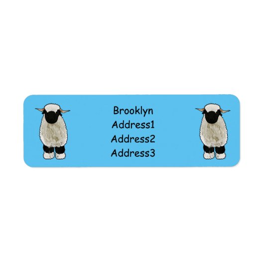 Étiquette illustration de dessin animé de mouton Valais Blac (Devant)