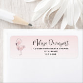 Étiquette Illustration de Flamant rose rose mou (En situation)
