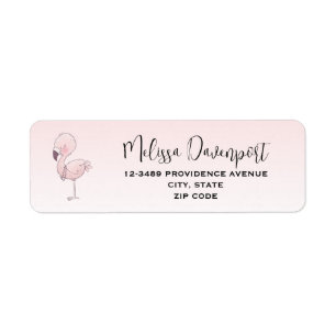 Étiquette Illustration de Flamant rose rose mou