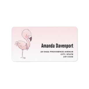 Étiquette Illustration de Flamant rose rose mou