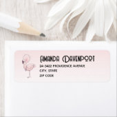 Étiquette Illustration de Flamant rose rose mou (En situation)