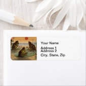 Étiquette Illustration de grenouilles Lily Pads Moon (En situation)