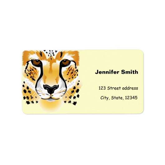 Étiquette illustration de gros plan de la tête de guépard (Devant)