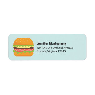 Étiquette Illustration de hamburger avec tomate et laitue