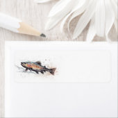 Étiquette Illustration de l'aquarelle de pêche de la truite (En situation)