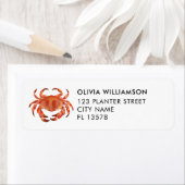 Étiquette Illustration de l'aquarelle du crabe (En situation)