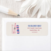 Étiquette Illustration de l'engin de ski d'hiver rose (En situation)