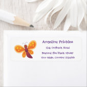 Étiquette Illustration de papillon orange heureux et mignon  (En situation)