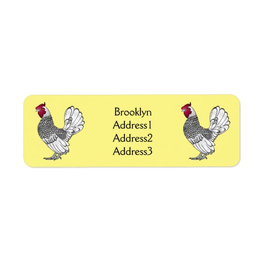Étiquette Illustration de poulet Sebright (Devant)