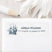 Étiquette Illustration de voilier à vent bleu (En situation)