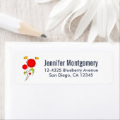 Étiquette Illustration des fleurs du coeur rouge mou (En situation)